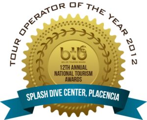Award plaque for Tour Operator of the Year 2012 displayed at Splash Dive Center